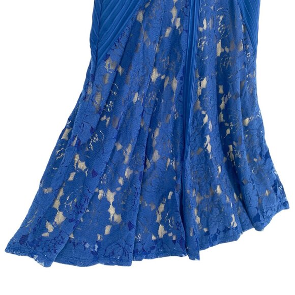 Danny Nicole Womens 4 Royal Blue Sheath Dress Lace Fit Flare VNeck Sleeveless - Picture 7 of 16